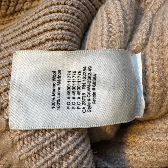 Aritzia Wilfred Montpellier Turtleneck Sweater 100% Merino Wool XS Beige/Caramel - Picture 11 of 11